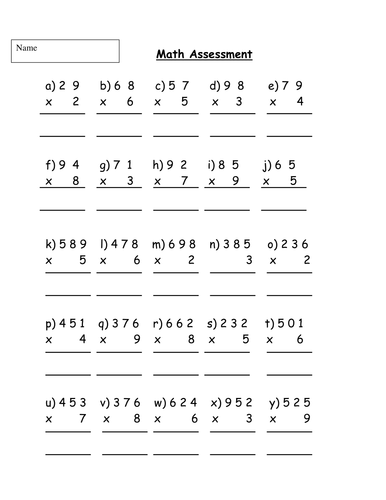  Multiplication assessment Teaching Resources