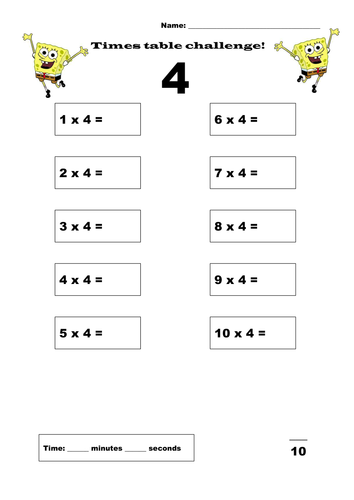 multiplication tables test sheets | Teaching Resources