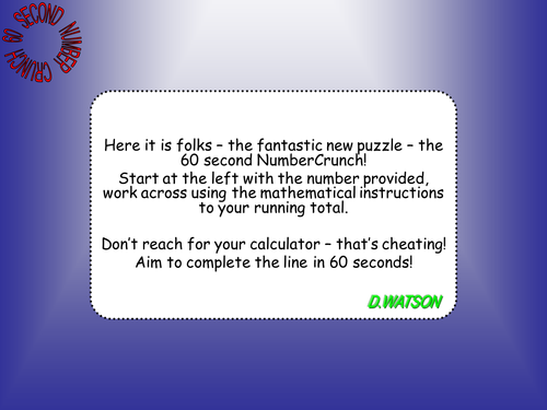 Numbercrunch Starter | Teaching Resources