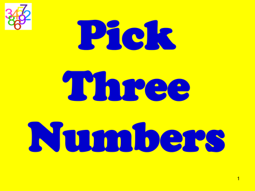 Pick 3 Numbers | Teaching Resources