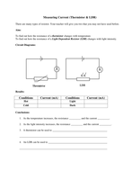 Thermistor and LDR in series Circuits Experiment | Teaching Resources