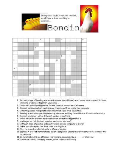 Bonding crossword | Teaching Resources