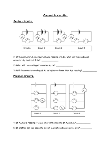 Current in circuits | Teaching Resources