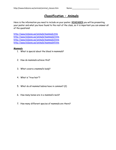 Animal Classification | Teaching Resources