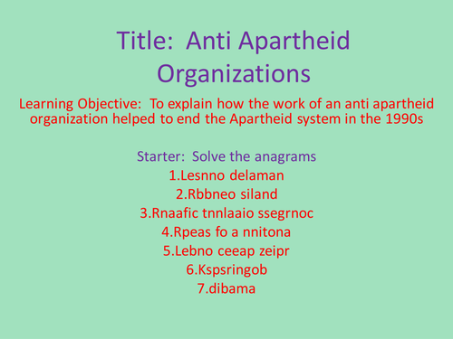 Apartheid Controlled Ass Anti Apartheid Orgs Teaching Resources 