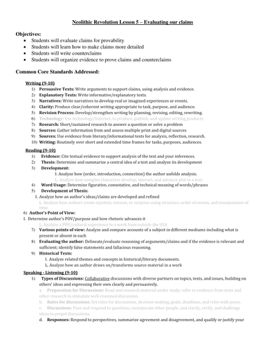 Neolithic Revolution Lesson 5 | Teaching Resources