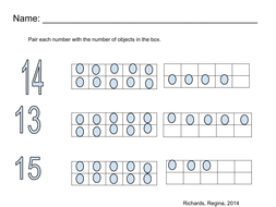 Pair Number With Ten Frame Number 13 14 15 Teaching Resources