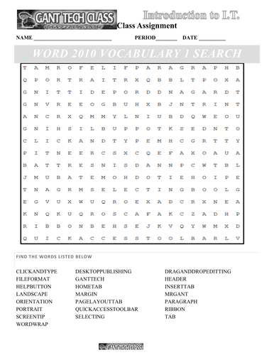 word search activity microsoft word 2010 teaching resources