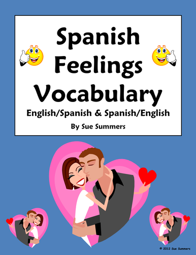 Spanish Feelings Vocabulary Reference English/Spanish and Spanish/English