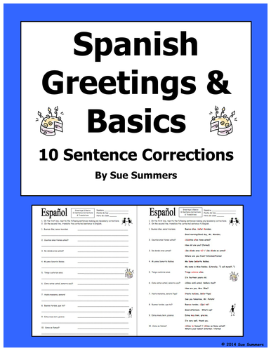 Spanish Greetings and Basics 10 Sentence Corrections and Translations