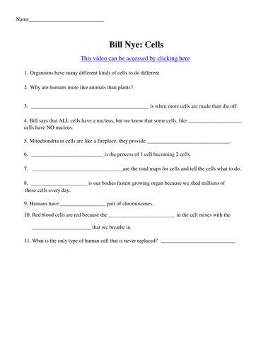 Printables Bill Nye Cells Worksheet bill nye cells worksheet davezan video worksheets four biology and body