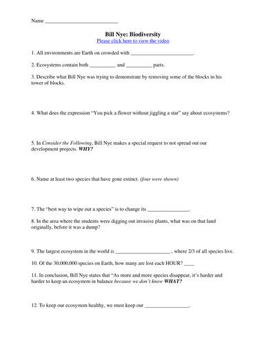 Worksheets Bill Nye Matter Worksheet bill nye video worksheets complete 20 worksheet collection biodiversity docx