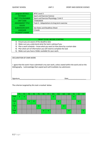 Btec Level 3 Sport and Exercise Science Sport and Exercise Physiology ...