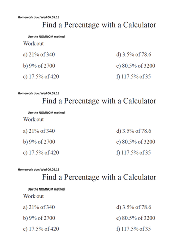 Percentages (ALL) | Teaching Resources