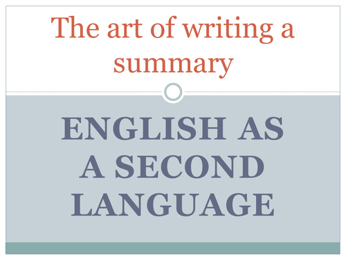 Summary Writing for English as a Second Language | Teaching Resources