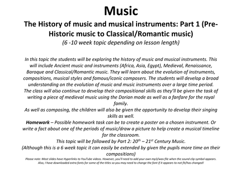 the history of music part 1 teaching resources