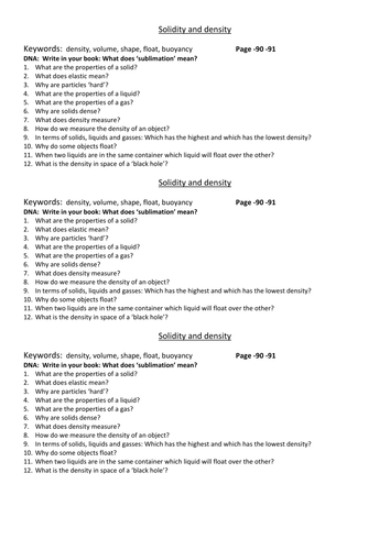 KS3 Chemistry Questions | Teaching Resources