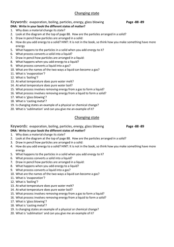 KS3 Chemistry Questions | Teaching Resources