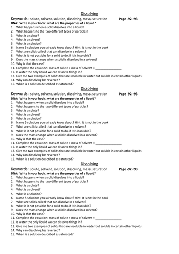 Ks3 Chemistry Questions 