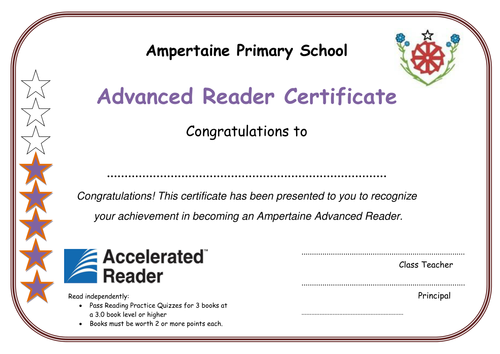 AR Accelerated Reader Certificates | Teaching Resources