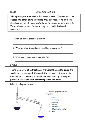 aqa-c1-plant-oils-sen-worksheet-teaching-resources