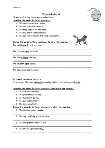 verb and adverb worksheets teaching resources
