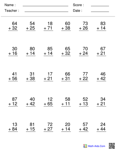 column addition teaching resources