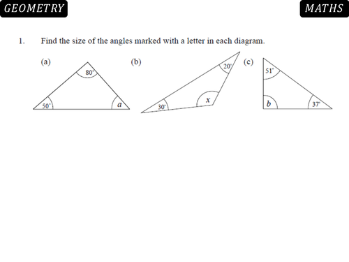 Angles in Triangles and Quadrilaterals lesson | Teaching Resources