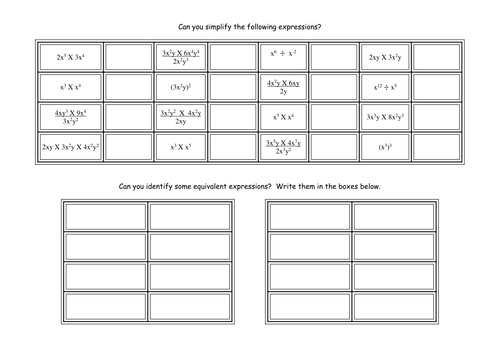 Simplifying Expressions with powers | Teaching Resources