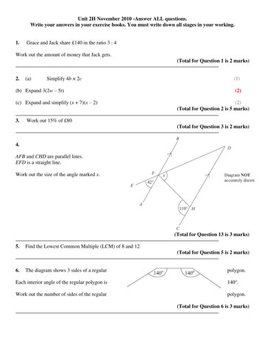 Unit 2 Higher Papers Condensed For Edexcel 