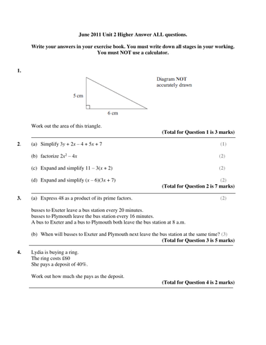 Unit 2 Higher Papers Condensed for Edexcel | Teaching Resources