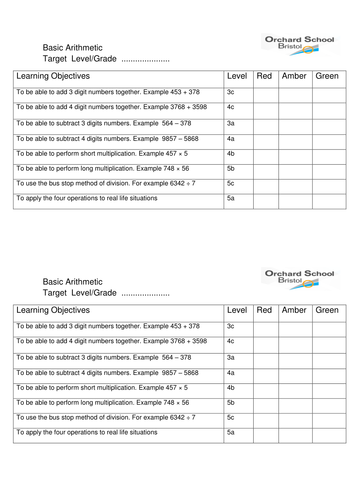 Numeracy Stages Assessment Sheet Teacher Made 8224