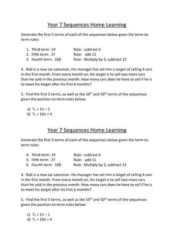 Sequences | Teaching Resources