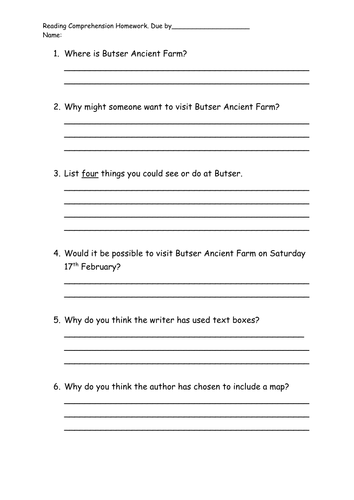 Year 4 Comprehension Worksheets Free Uk Thekidsworksheet Reading 