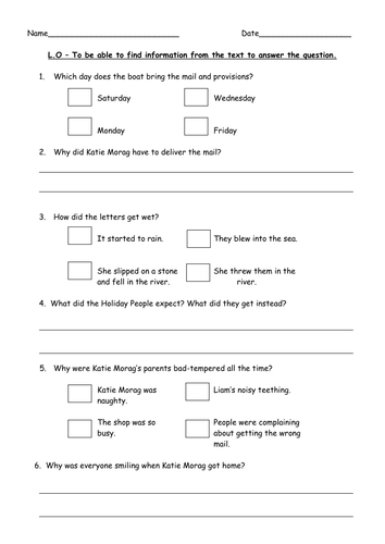 Katie Morag Delivers the Mail Comprehension Task | Teaching Resources