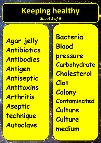 STAR charts - science key words | Teaching Resources