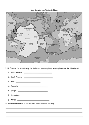 Tectonic Plates Worksheet by Lakshmi R.  Teaching Resources