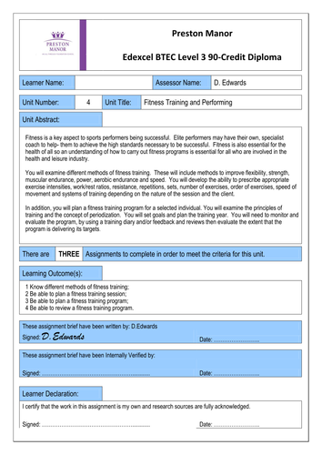 btec authorised assignment briefs