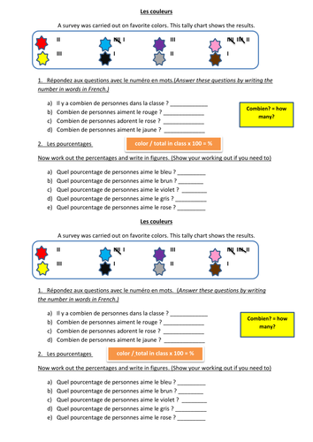Les couleurs & numeracy | Teaching Resources