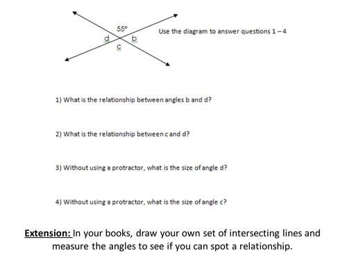 Angles in Parallel Lines | Teaching Resources