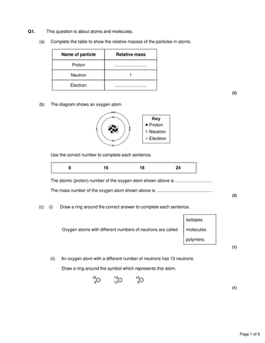 AQA C2 mini tests with mark schemes and ums | Teaching Resources