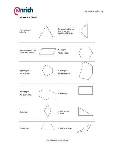 Find the shape investigation | Teaching Resources