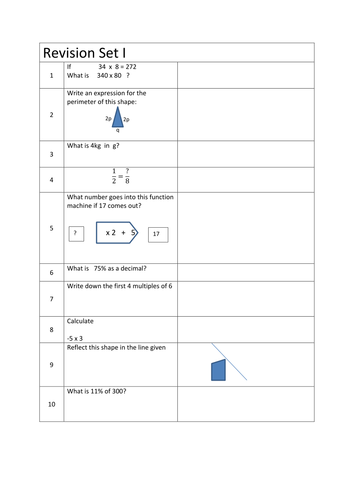 Revision Starters grade G-D | Teaching Resources