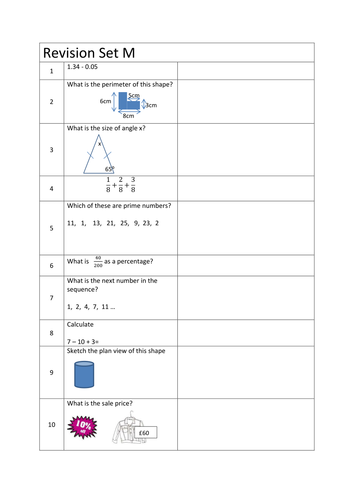 Revision Starters grade G-D | Teaching Resources