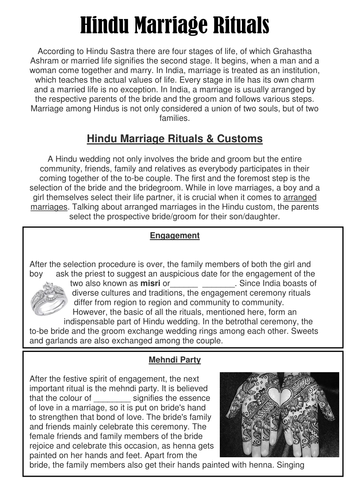 write an essay on the marriage practice in hindu culture