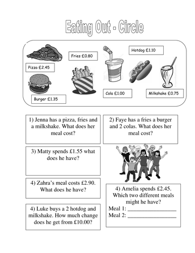 Money addition and subtraction problems. | Teaching Resources