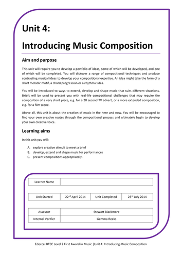 btec music coursework