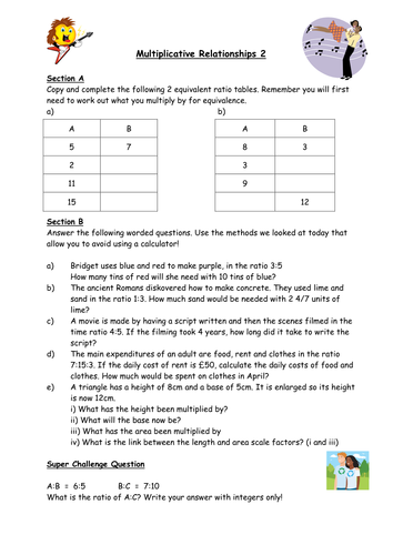 Multiplicative Relationships Worksheet