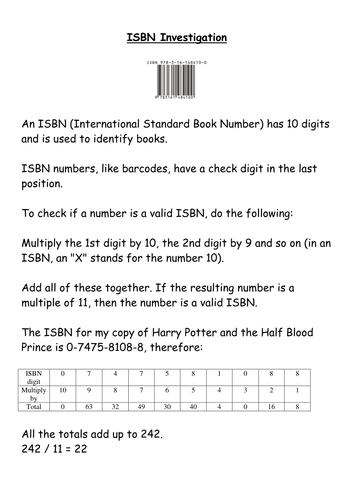 Numeracy Barcode Investigation | Teaching Resources