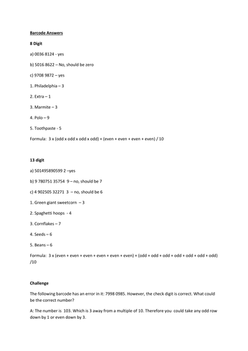 Numeracy Barcode Investigation | Teaching Resources
